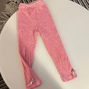 Magpie Mabel Ribbed Kids Leggings with Velvet Bow and Button Accents